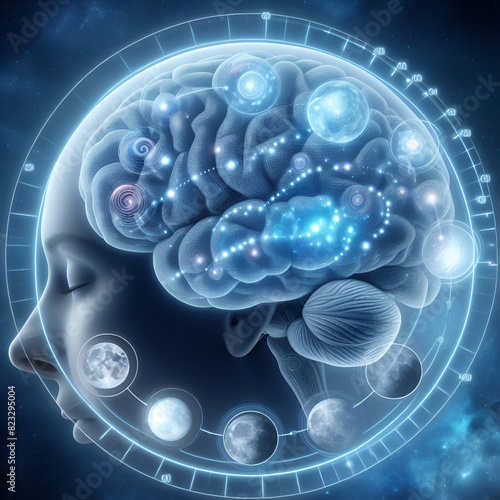 Brain with Sleep Cycle Diagram photo