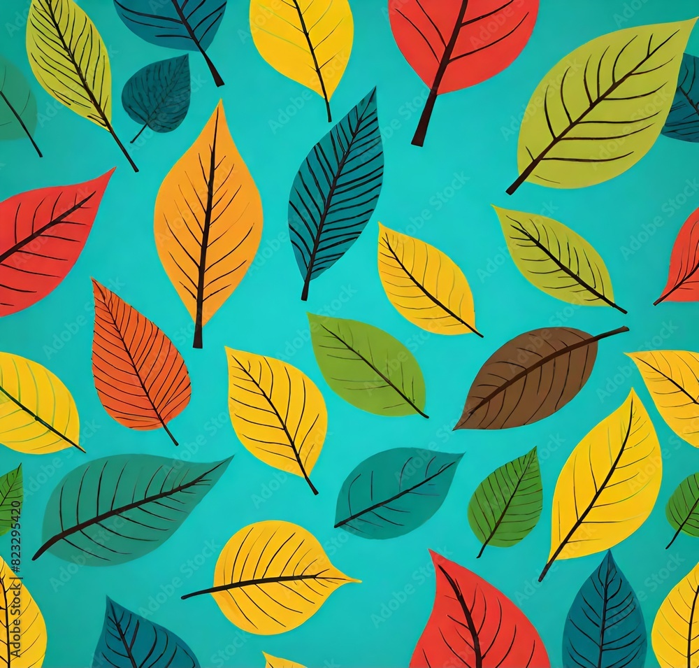 Fototapeta premium autumn leaves seamless pattern, seamless, vector, nature, illustration, fall, tree, leaves, plant, texture, wallpaper, design, floral, season, orange, art, foliage, decoration, yellow, summer, color