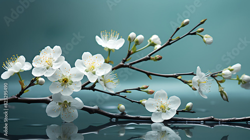 Digital soft and clear plum blossom plant abstract poster PPT background