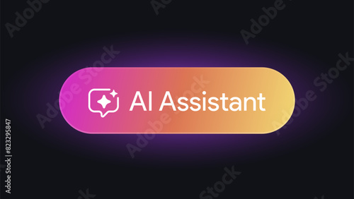AI assistant button. Generate text, image, video tool. LLM chat bot. Artificial intelligence icon. Vector illustration. 