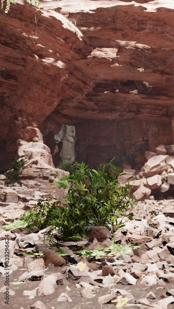 A rocky area with rocks and plants growing out of it A rocky area with rocks and plants growing out of it