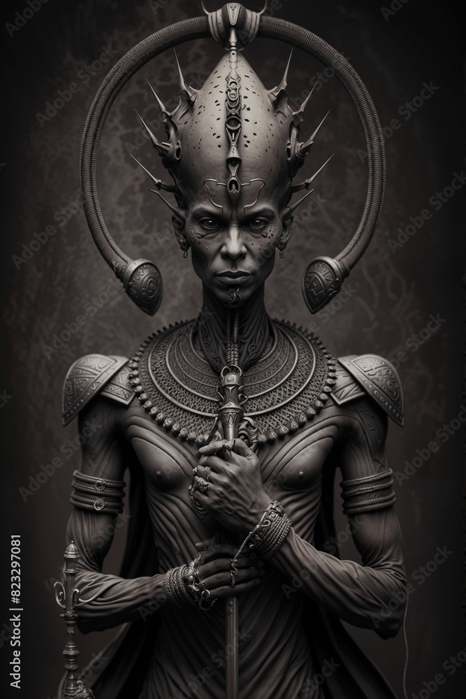 Obraz premium ancient egyptian undead pharaoh, alien, priest