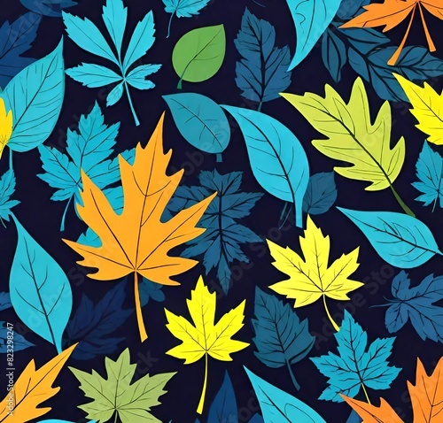 autumn leaves patternseamless, leaves, vector, nature, fall, design, illustration, maple, foliage, tree, texture, floral, decoration, yellow, wallpaper, orange, plant, art, color, season photo