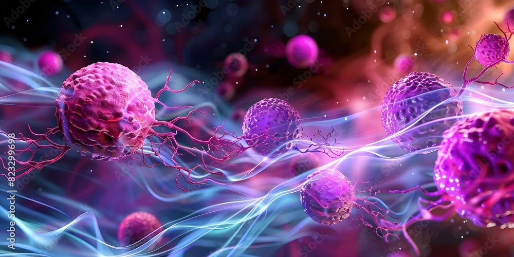 3D rendering of basophils releasing histamine and mediators in allergic ...