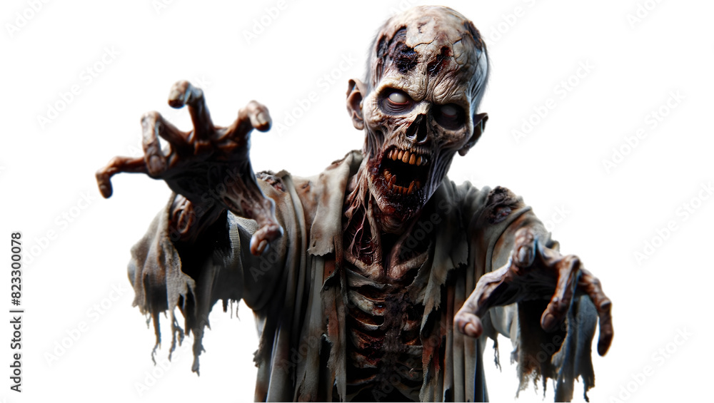 Terrifying Zombie On Transparent Background