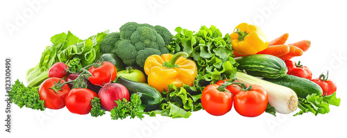 pile of various types of vegetables, on a transparent background