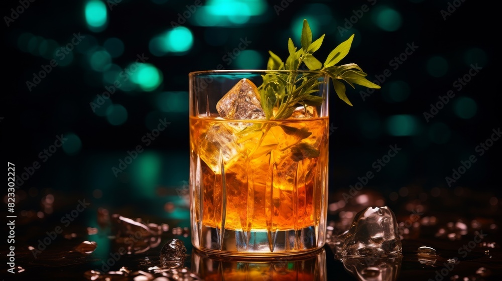 Beautifully decorated cocktail with aromatic herbs Beautifully decorated cocktail with aromatic herbs