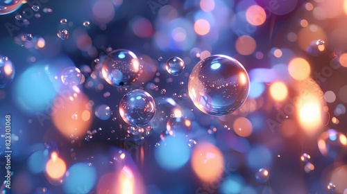 A collection of defocused particles with a gleaming, reflective surface
