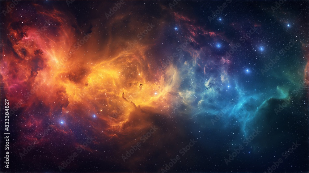 Naklejka premium Cosmic Nebula with Vibrant Colors in Space
