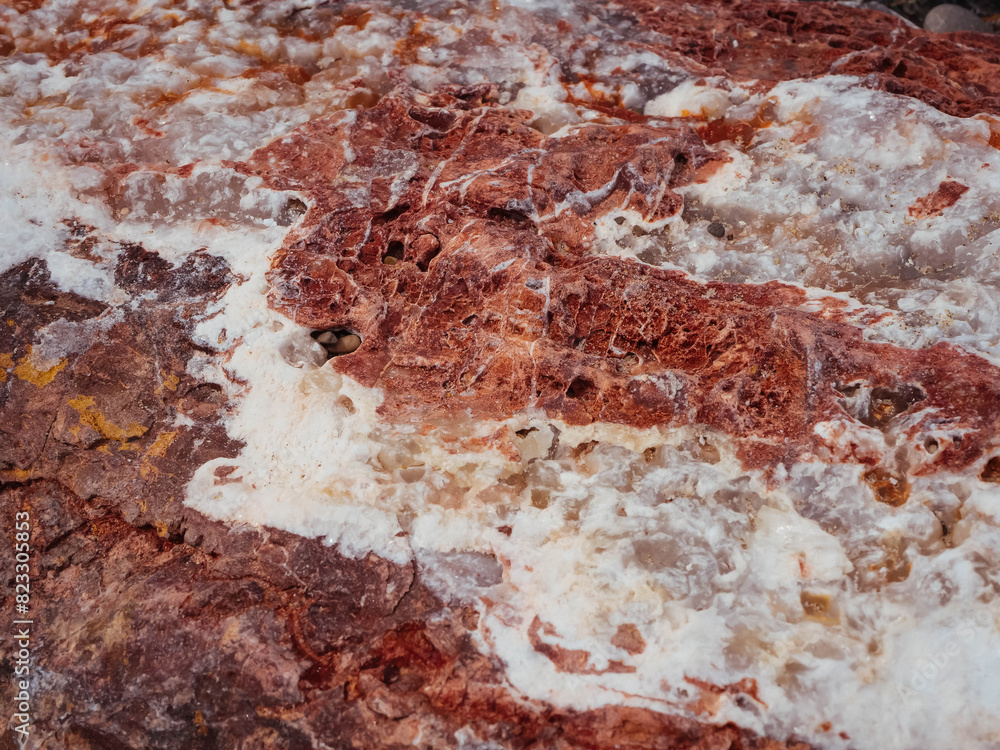 Naklejka premium closeup rough texture of stone surface with salt