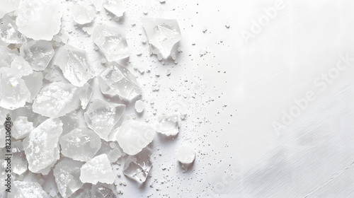 Natural salt isolated on white, top view isolated on white background, text area, png 