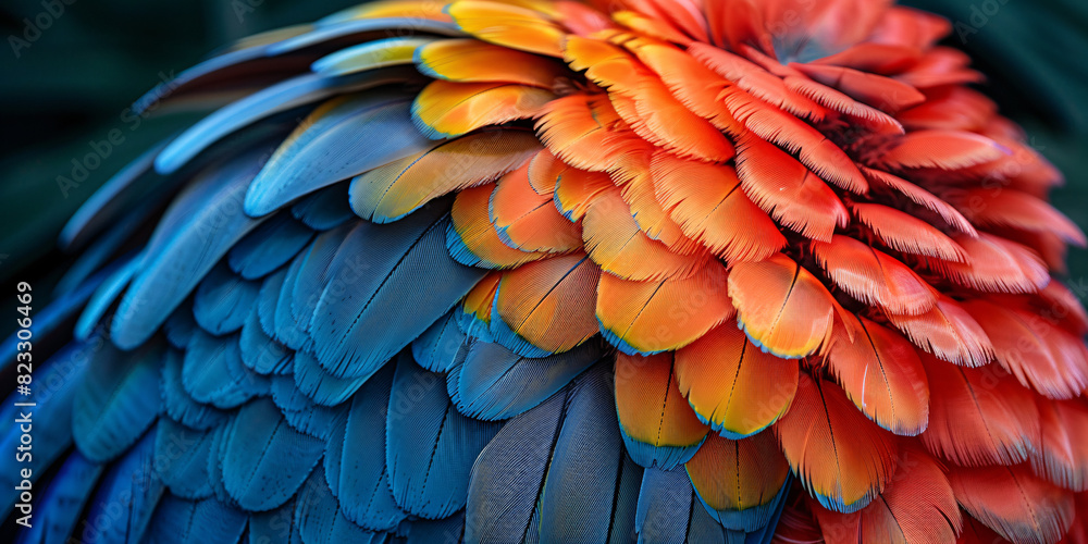 Obraz premium Close-up of a parrot with shimmering feathers, high-resolution, high-definition (HD), ultra high-definition (UHD), professional-grade