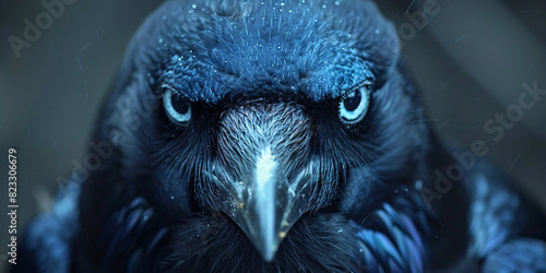 Close-up of a raven with iridescent feathers, high-resolution, high-definition (HD), ultra high-definition (UHD), professional-grade