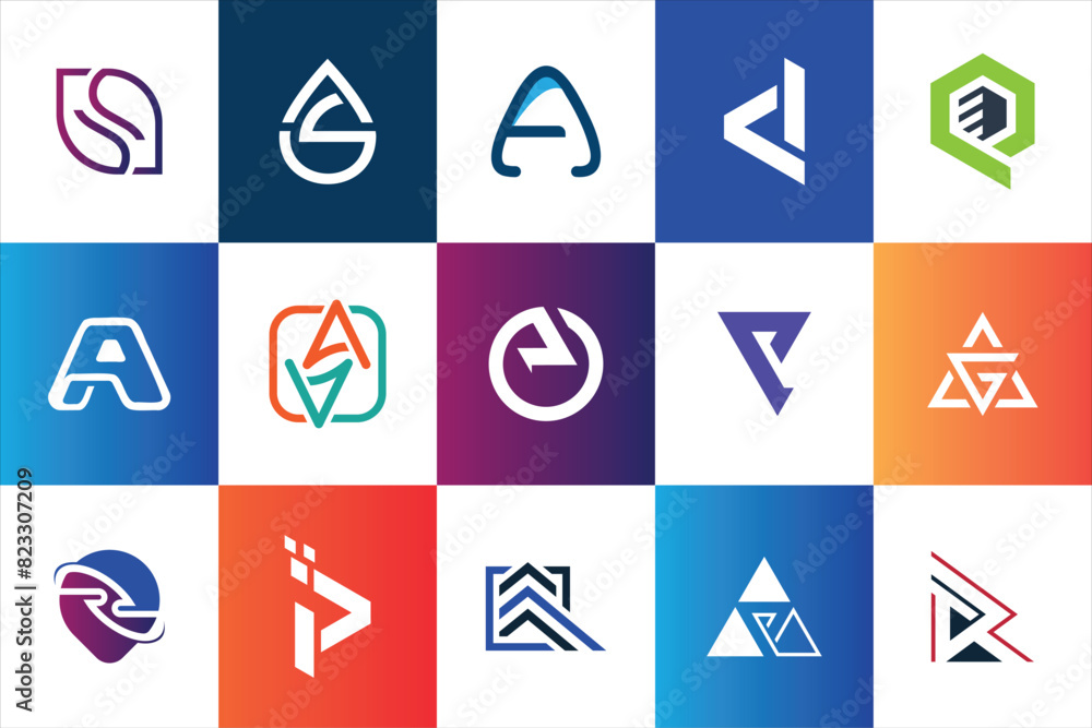 Set of creative modern minimal logo design template company business website social media usage geometric monogram initial styles Set of creative modern minimal logo design template company business website social media usage geometric monogram initial styles