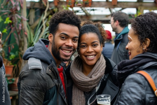 Portrait of smiling african american man and woman with beer