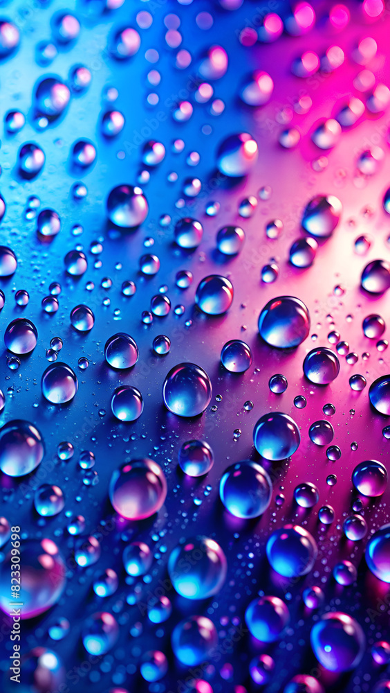 Water drops on a multi-colored bright gradient.