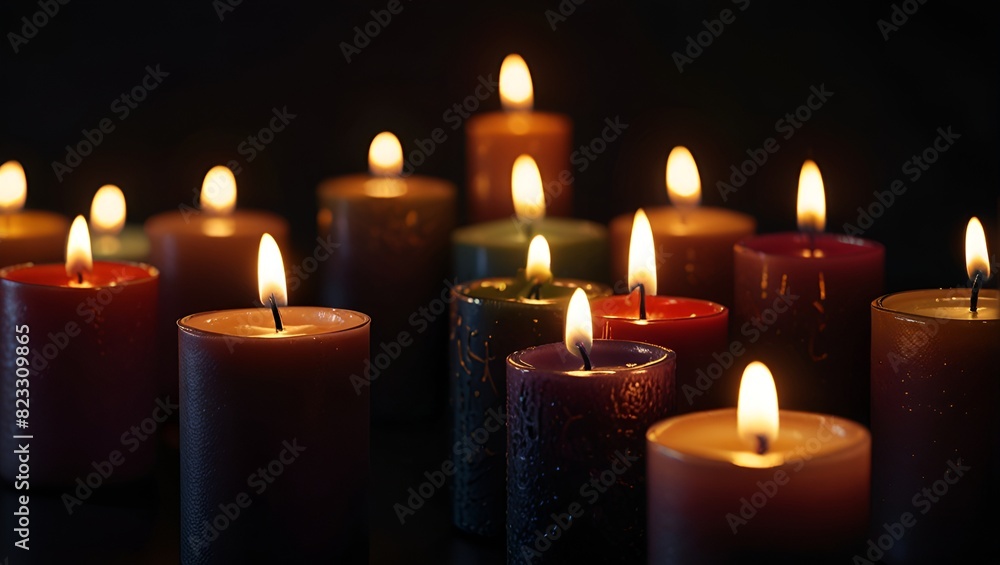 A circle of many lit candles glowing brightly in a dark roomSeveral candles burning in a circular formation, casting a warm glowBrightly lit candles arranged in a circular pattern, creati A circle of many lit candles glowing brightly in a dark roomSeveral candles burning in a circular formation, casting a warm glowBrightly lit candles arranged in a circular pattern, creati
