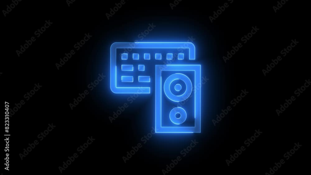 Devices symbol icon glowing neon blue color animation Devices symbol icon glowing neon blue color animation