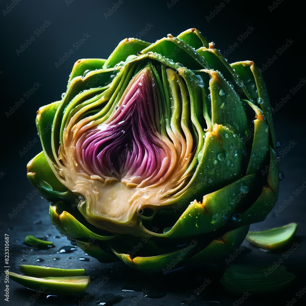 Obraz premium A close-up image of a halved Artichoke