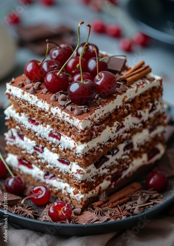 chocolate cake with cherry, Schwarlwälder Kirschtorte from gemrany  photo