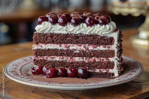 chocolate cake with cherry, Schwarlwälder Kirschtorte from gemrany  photo