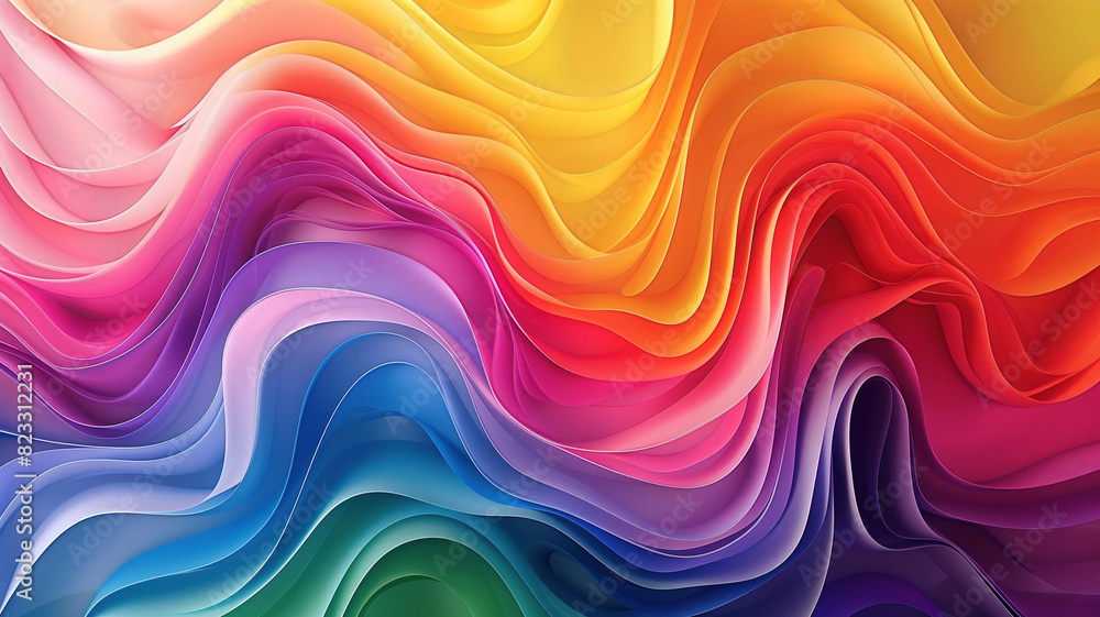 Pride month concept with Vibrant Abstract Rainbow Waves featuring flowing waves of colors representing the rainbow with dynamic movement and energy, ideal for modern designs. Pride month concept with Vibrant Abstract Rainbow Waves featuring flowing waves of colors representing the rainbow with dynamic movement and energy, ideal for modern designs.