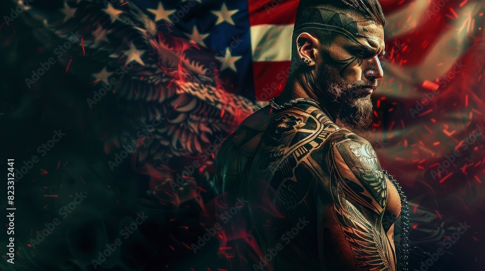  Politician, American patriotism, cyber artistry, tribal tattoo designs, 4k