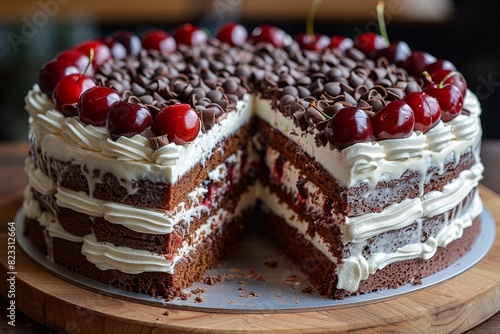 chocolate cake with cherry, Schwarlwälder Kirschtorte from gemrany  photo