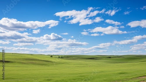 Wide shot pristine grassy prairie vista