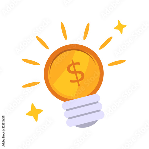 Light bulb with a dollar sign illustration suitable for finance related designs, business concepts, and money making ideas in illustrations and presentations