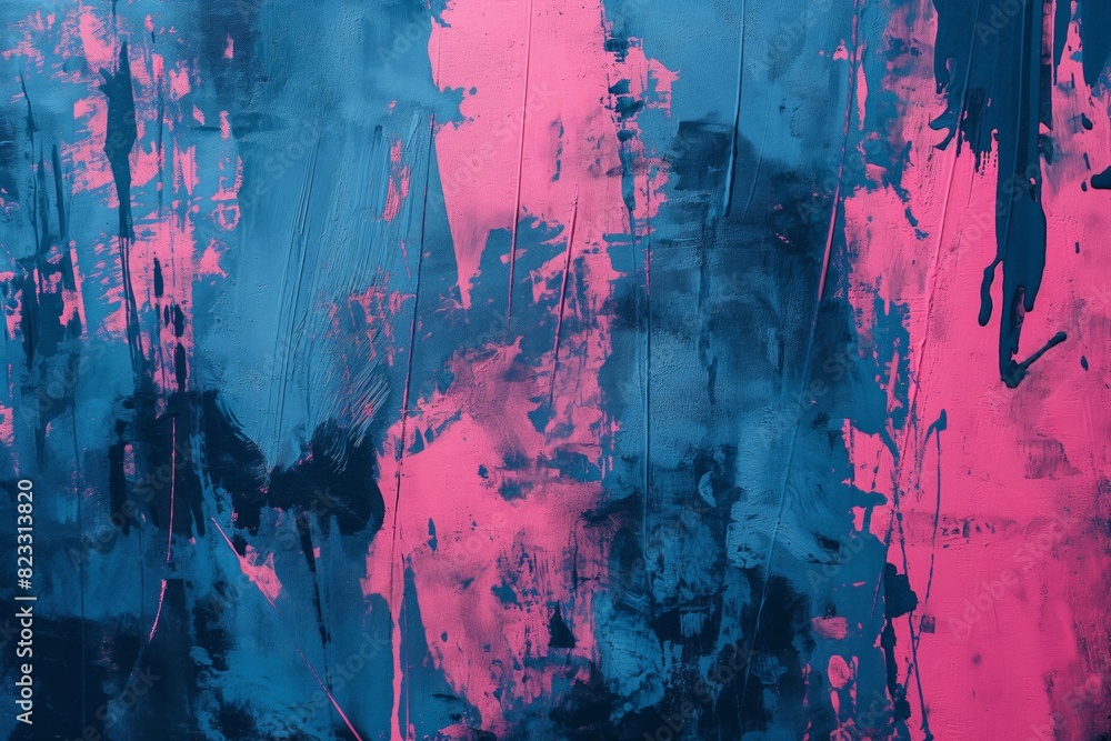 Fototapeta premium An abstract texture featuring vibrant pink and blue paint strokes, perfect for creative backgrounds, modern art projects, and contemporary designs. Ideal for adding a bold and dynamic element to visua