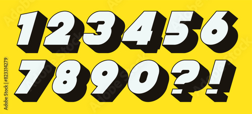 Number set colorful 3d style modern typography for game, poster, birthday, decoration, animation, t shirt, racing, promotion, banner, printing. Cool font. Vector 10 eps