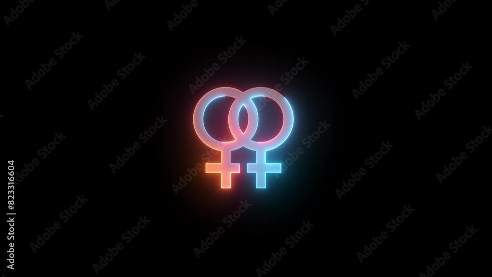 Double female sign icon brown cyan color glowing animated Double female sign icon brown cyan color glowing animated