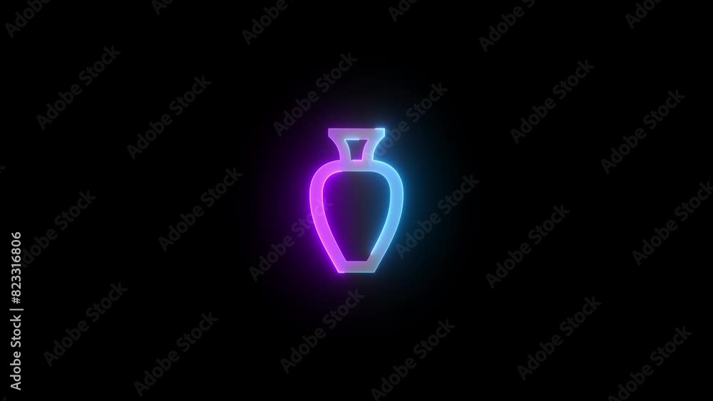 Funeral urn icon cyan purple color glowing animated black background Funeral urn icon cyan purple color glowing animated black background