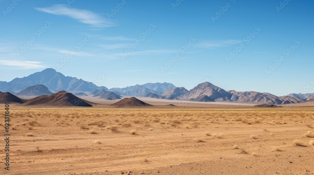 Expansive desert panorama, far-off mountains. Expansive desert panorama, far-off mountains.