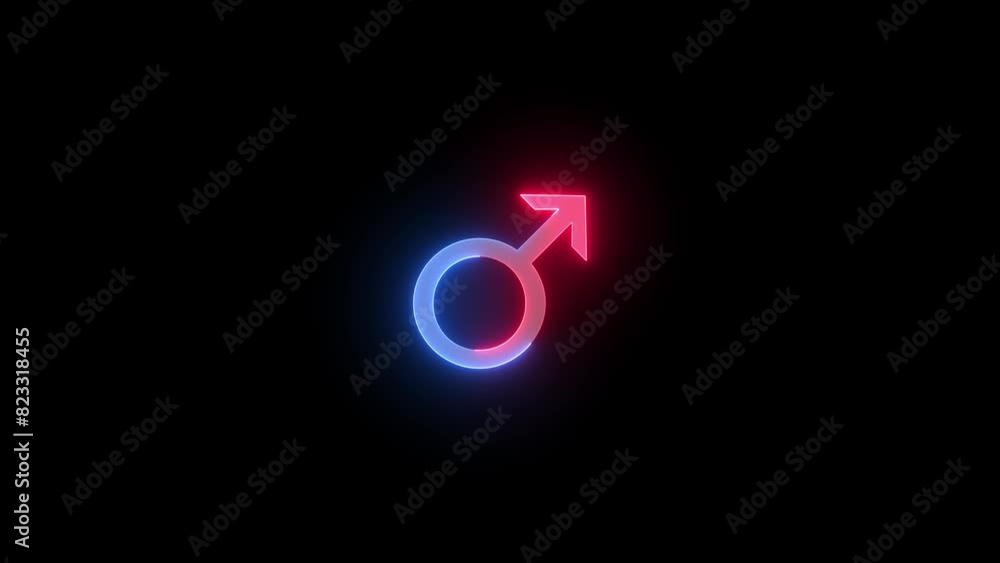 Neon male sign icon blue red color glowing animated Neon male sign icon blue red color glowing animated