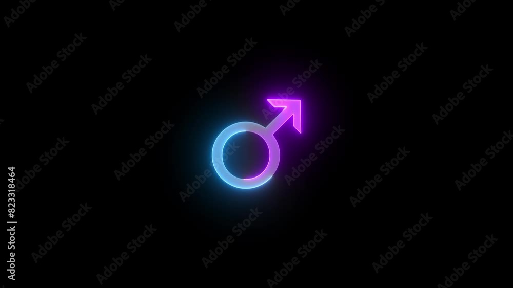 Neon male sign icon cyan purple color glowing animated Neon male sign icon cyan purple color glowing animated