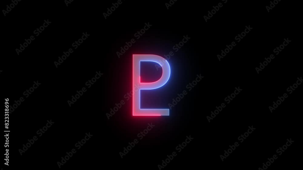 Neon pluto icon blue red color glowing animated black background Neon pluto icon blue red color glowing animated black background