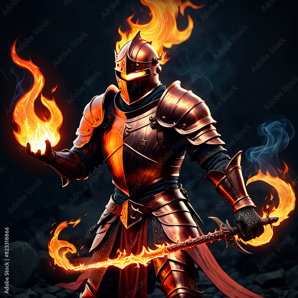 Naklejka premium fireman with extinguisher