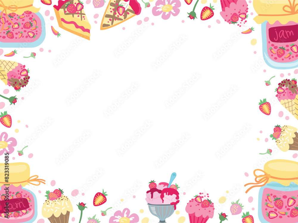 Vector strawberry horizontal banner on white background. Vector strawberry horizontal banner on white background.