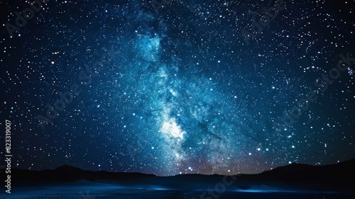 A serene photo of a starry night sky  filled with countless twinkling stars  evoking a sense of wonder and awe.