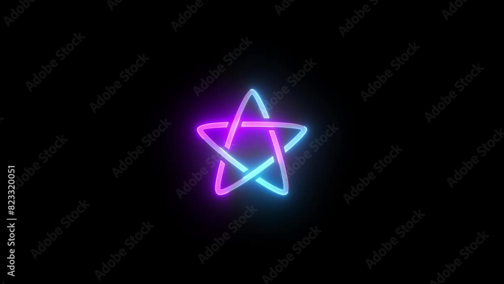 Outline star icon cyan purple color glowing animated black background Outline star icon cyan purple color glowing animated black background