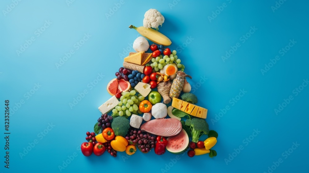 Colorful array of fresh fruits, vegetables, meats, and cheeses arranged creatively, highlighting a variety of textures and vibrant colors. Colorful array of fresh fruits, vegetables, meats, and cheeses arranged creatively, highlighting a variety of textures and vibrant colors.