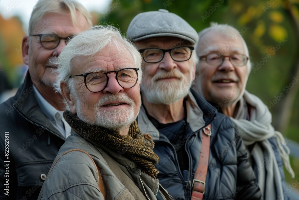 Portrait of a group of senior people in the autumn park. Portrait of a group of senior people in the autumn park.