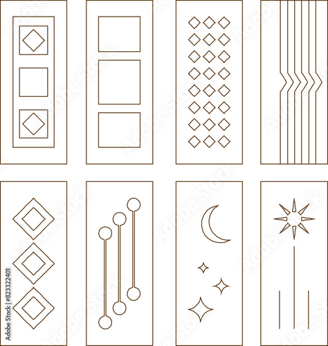 Vector illustration sketch of modern minimalist teak wood door design for home and office