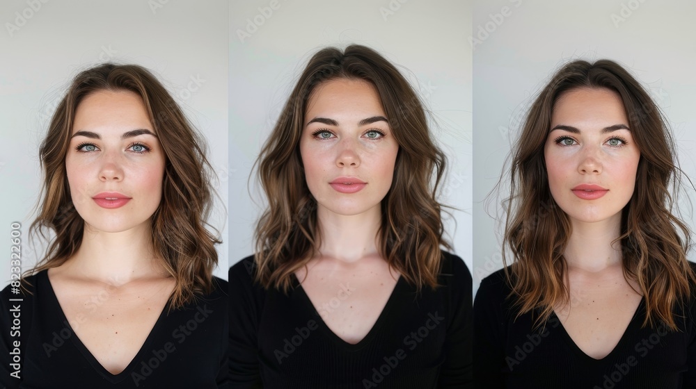 A series of before and after photos showcasing the difference between trying a makeup look without AR guidance and with it. A series of before and after photos showcasing the difference between trying a makeup look without AR guidance and with it.