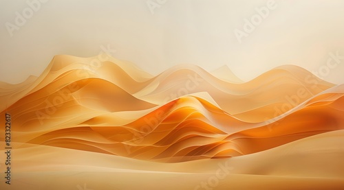 Infinite creativity, geometric lines, geometric elements, two waves, landscape style in Orientalist, golden light, speed painting, realistic perspective, light beige and orange photo