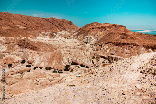 View of the mountain landscape in the Judean Desert in southern Israel. High quality photo