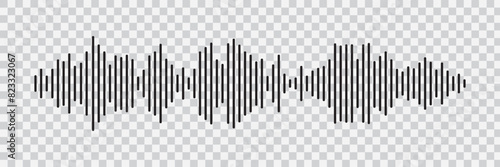 Set of radio Wave icon. Monochrome simple sound wave on transparent background. Vector sound wave icon. Music player sound bar. Record interface. Equalizer icon with soundwave line. used for mobile.