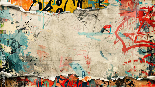 A grunge background with torn paper and graffiti elements, conveying a rebellious and street-inspired vibe